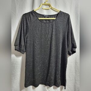 Lily Morgan Black Sparkle  Sleeve Top, Size XL